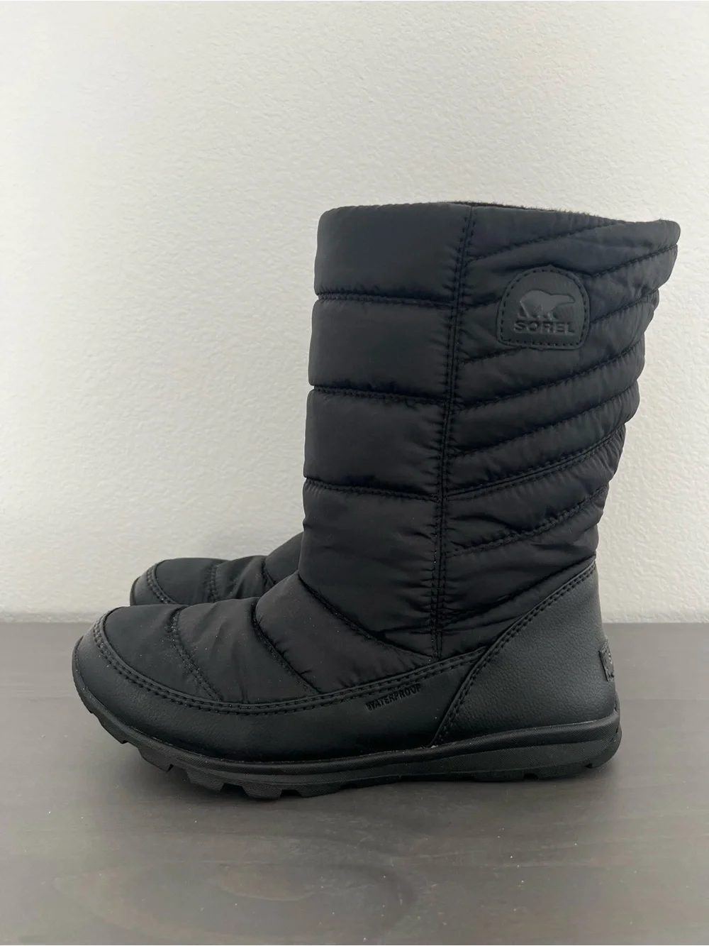 Sorel Black Quilted Waterproof Mid-Calf Women's Winter Boots